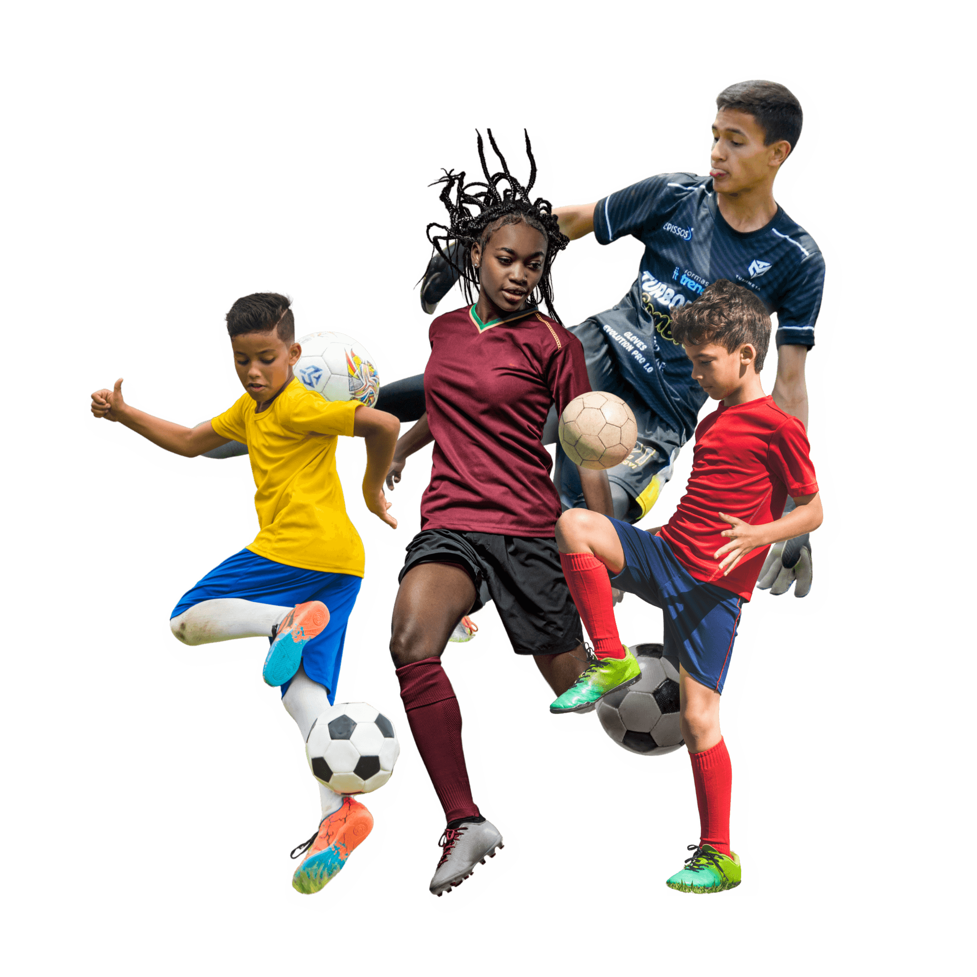 four soccer players